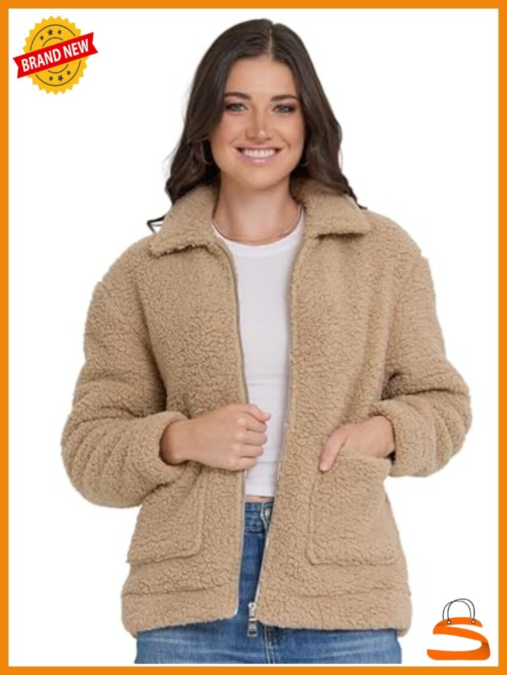 Sherpa Jacket Women Oversized Faux Fur Shearling Winter Coat